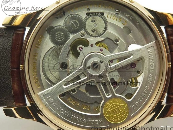 MIROTIME 1222 Portuguese Tourbillon IW504602 RG ZF Best Edition White Dial on Brown Leather Strap Stretchable 7178